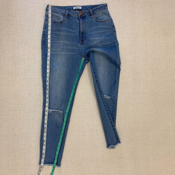 Forever 21 Skinny Jeans Womens 31 Blue Distressed Stretch Denim High Rise Pants - Picture 8 of 10